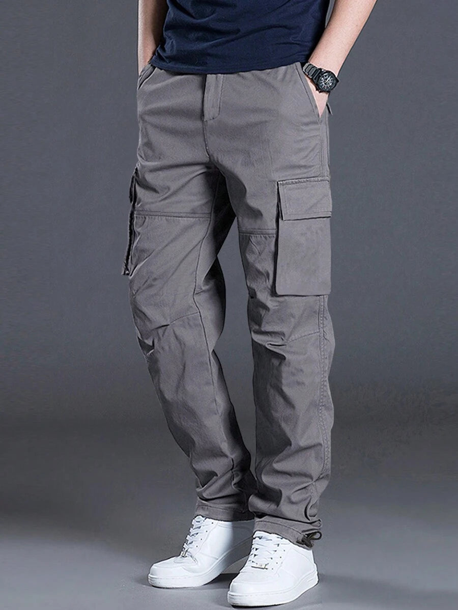 Loose Fit Drawstring Cargo Pants With Flap Pockets-Vacay Outfit