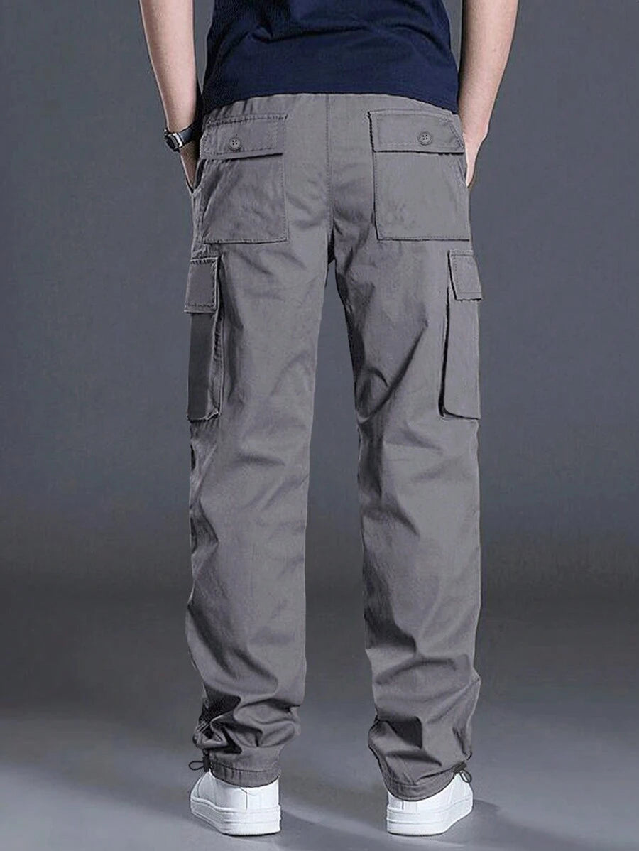 Loose Fit Drawstring Cargo Pants With Flap Pockets-Vacay Outfit