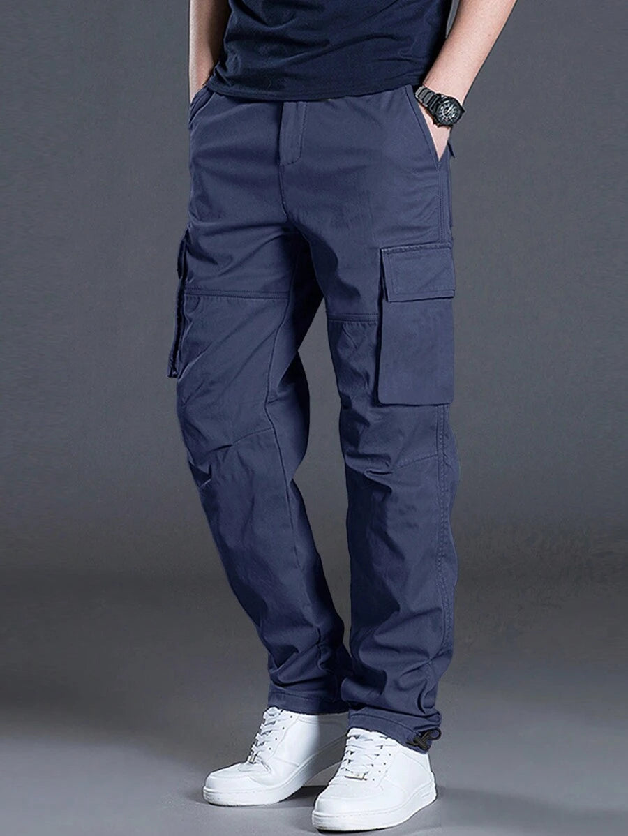 Loose Fit Drawstring Cargo Pants With Flap Pockets-Vacay Outfit