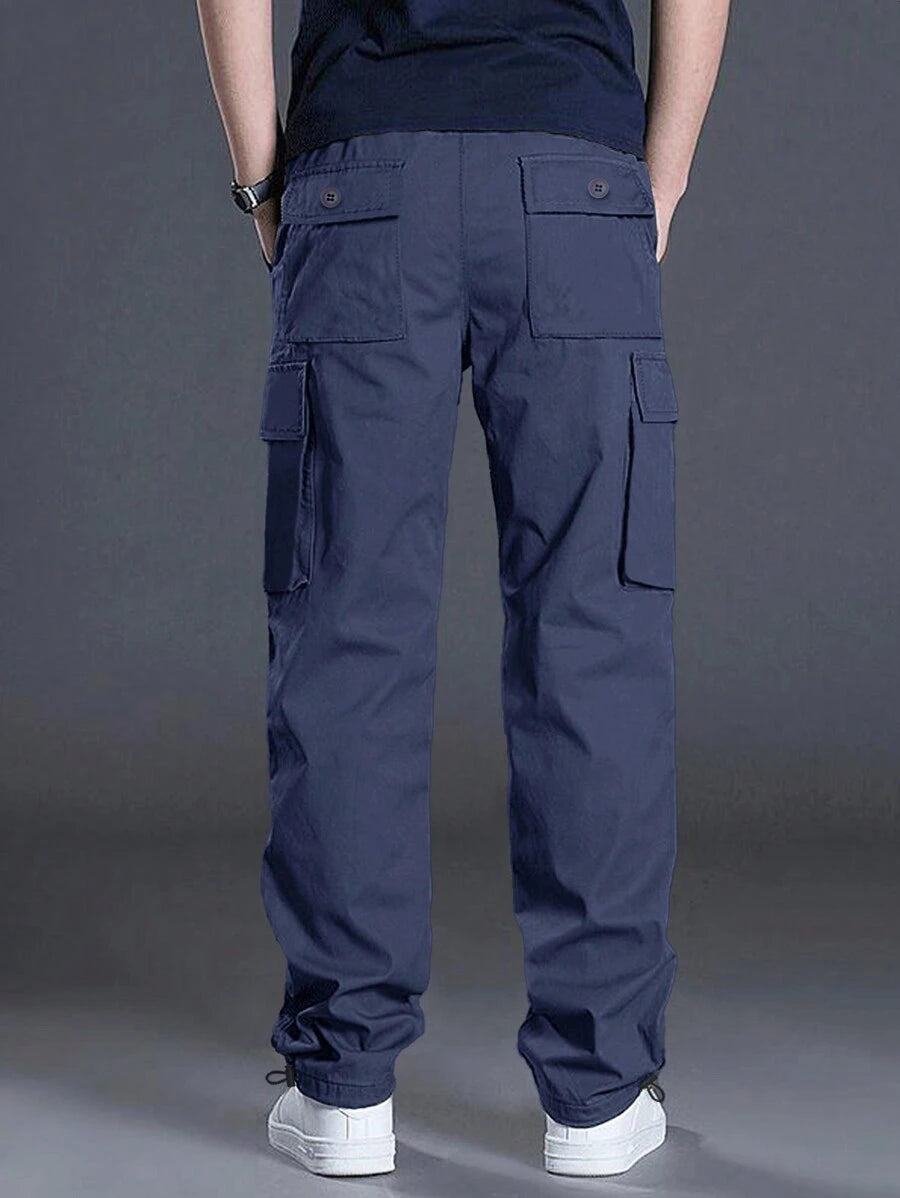 Loose Fit Drawstring Cargo Pants With Flap Pockets-Vacay Outfit