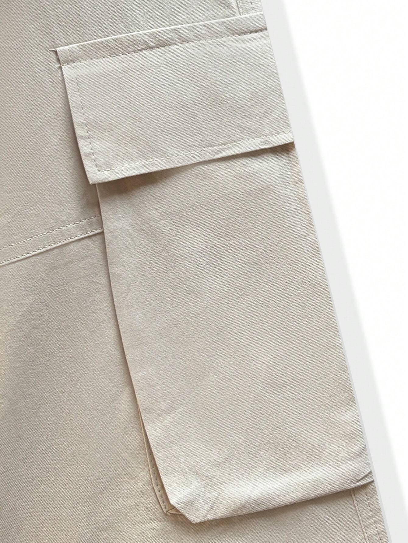 Loose Fit Drawstring Cargo Pants With Flap Pockets