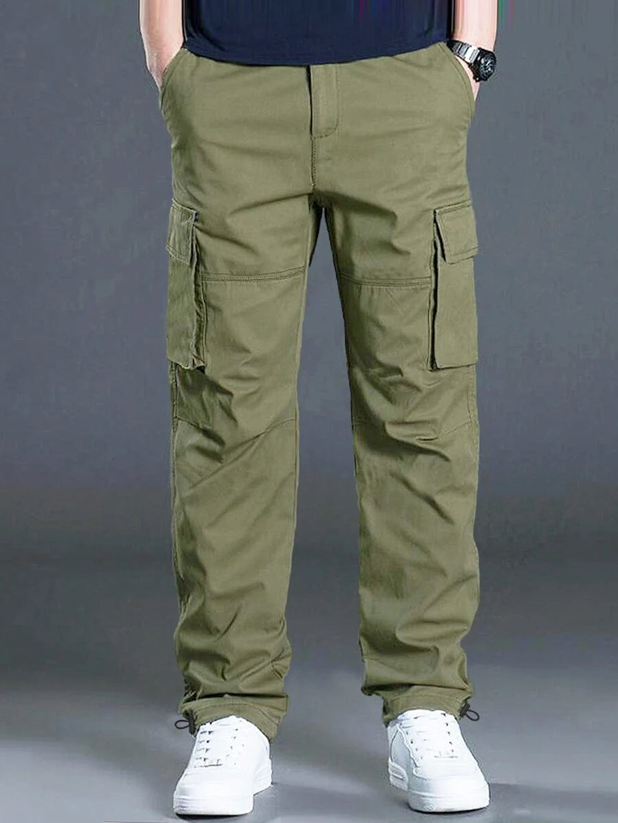 Loose Fit Drawstring Cargo Pants With Flap Pockets-Vacay Outfit