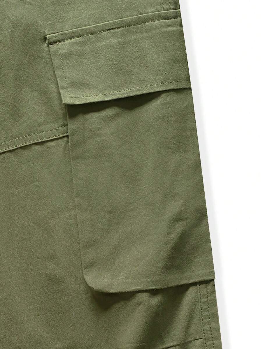 Loose Fit Drawstring Cargo Pants With Flap Pockets-Vacay Outfit