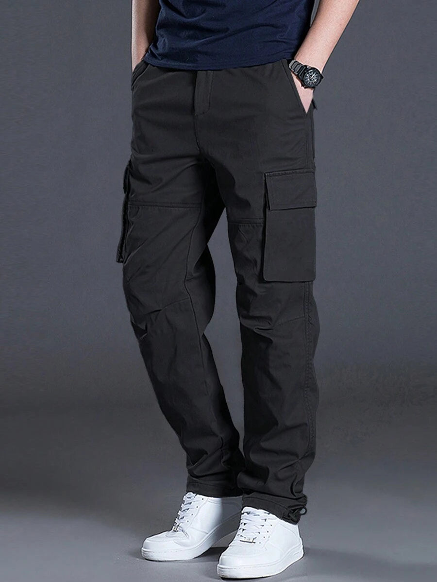 Loose Fit Drawstring Cargo Pants With Flap Pockets-Vacay Outfit