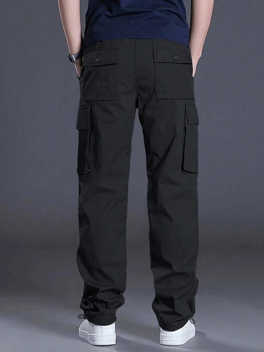 Loose Fit Drawstring Cargo Pants With Flap Pockets-Vacay Outfit