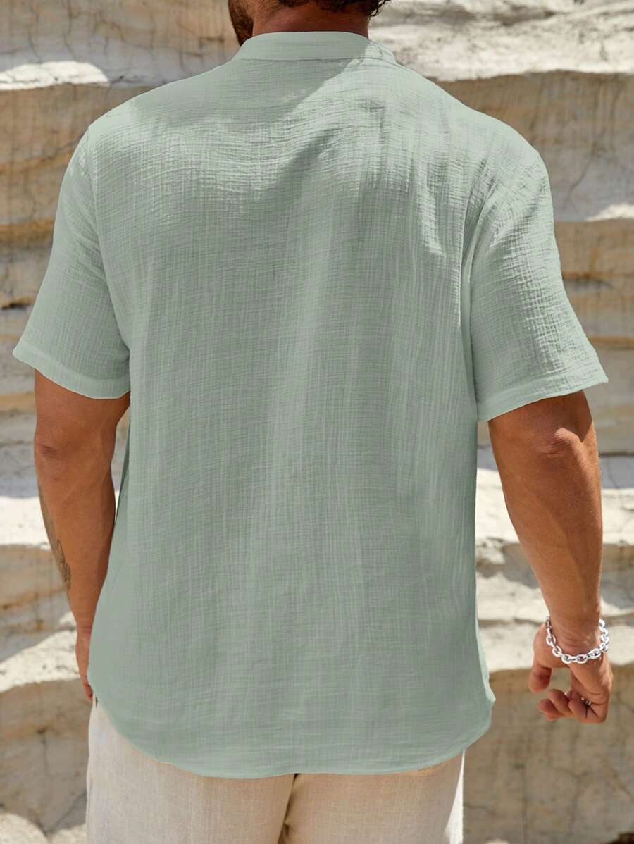 Loose Fit Short Sleeve Casual Shirts-Vacay Outfit