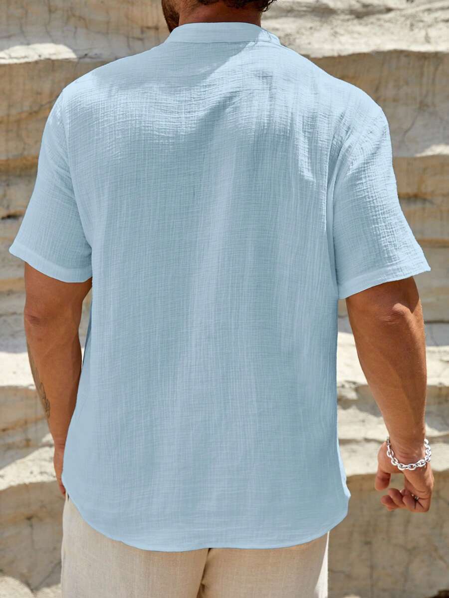 Loose Fit Short Sleeve Casual Shirts-Vacay Outfit