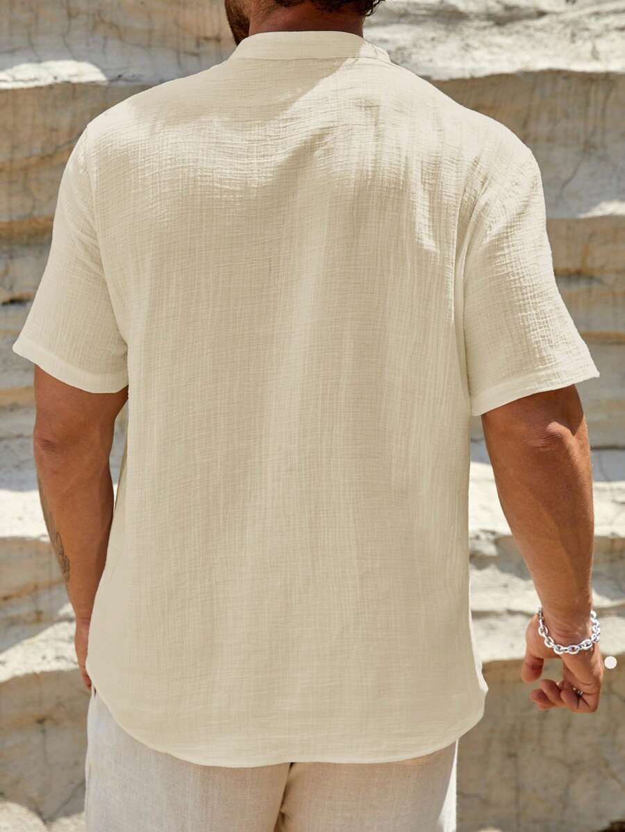 Loose Fit Short Sleeve Casual Shirts-Vacay Outfit