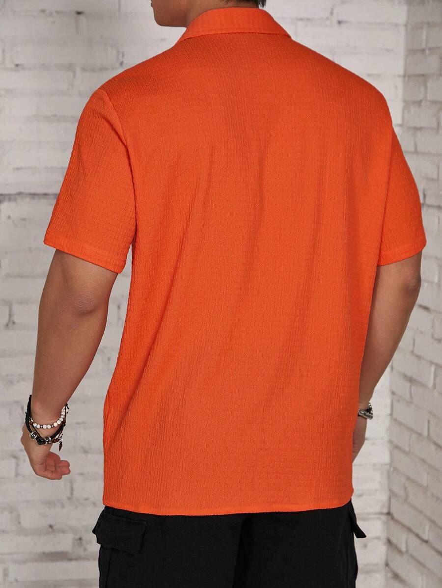 Loose Fit Short Sleeve Textured Shirts-Vacay Outfit