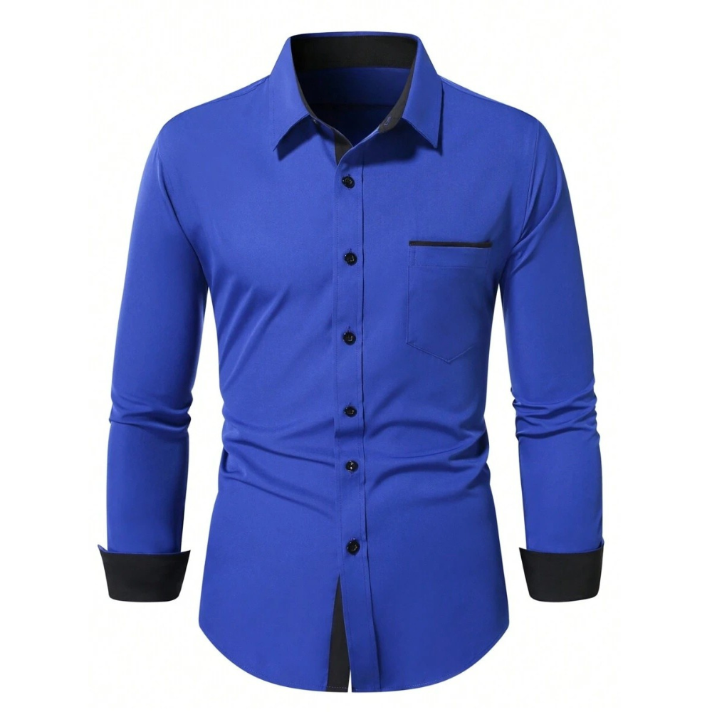 Solid Colored Front Pocket Long Sleeve Shirt