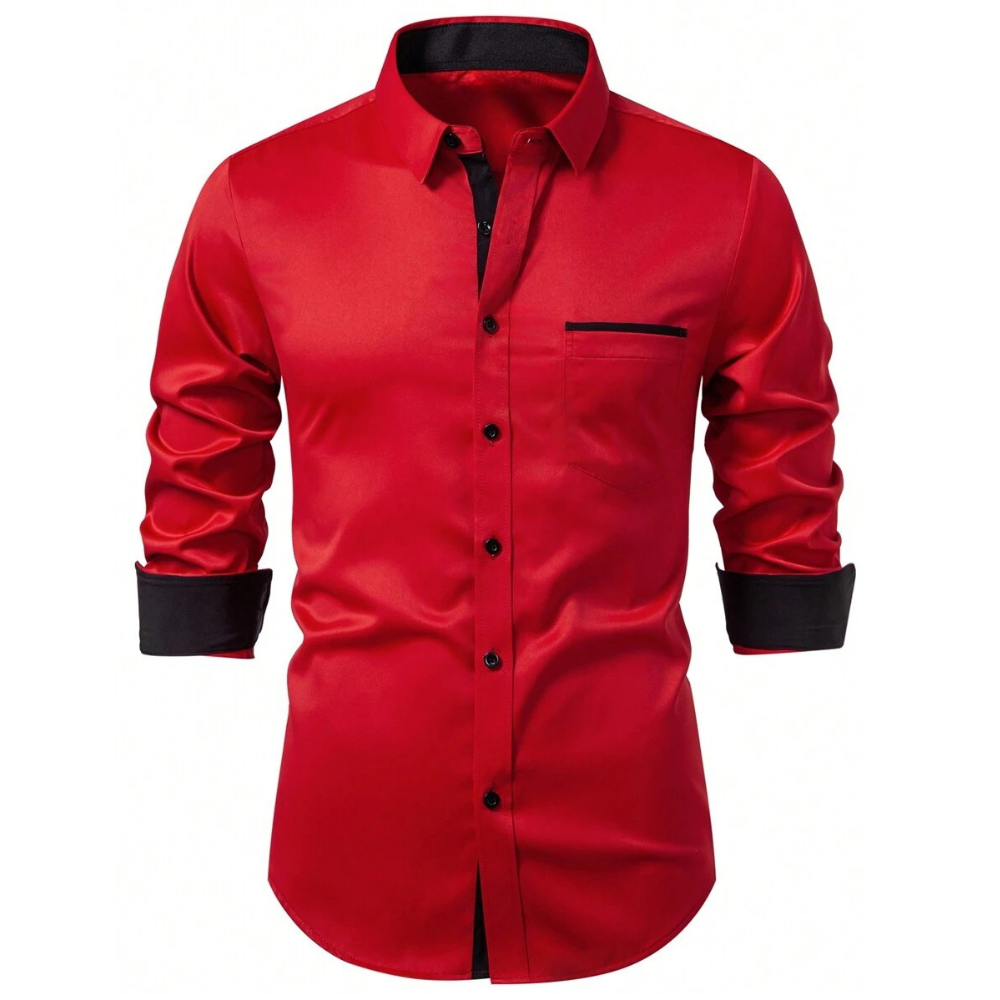 Solid Colored Front Pocket Long Sleeve Shirt