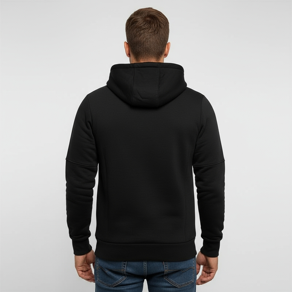 Men with Zip Pockets Full Zip Long Sleeve Sports Hooded