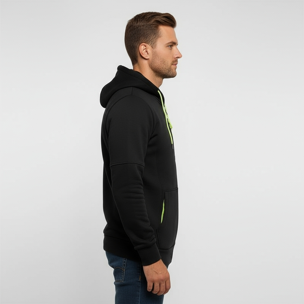 Men with Zip Pockets Full Zip Long Sleeve Sports Hooded