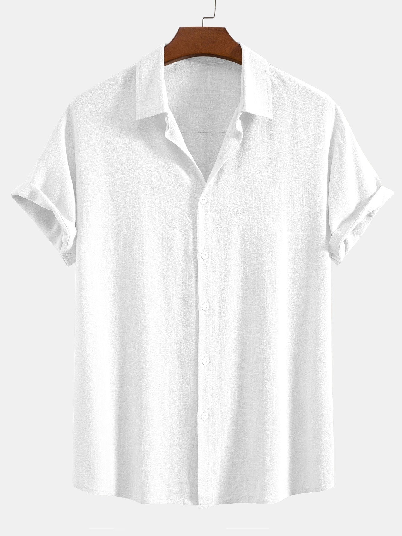 Mixed Linen Rayon Button Down Shirt-Vacay Outfit