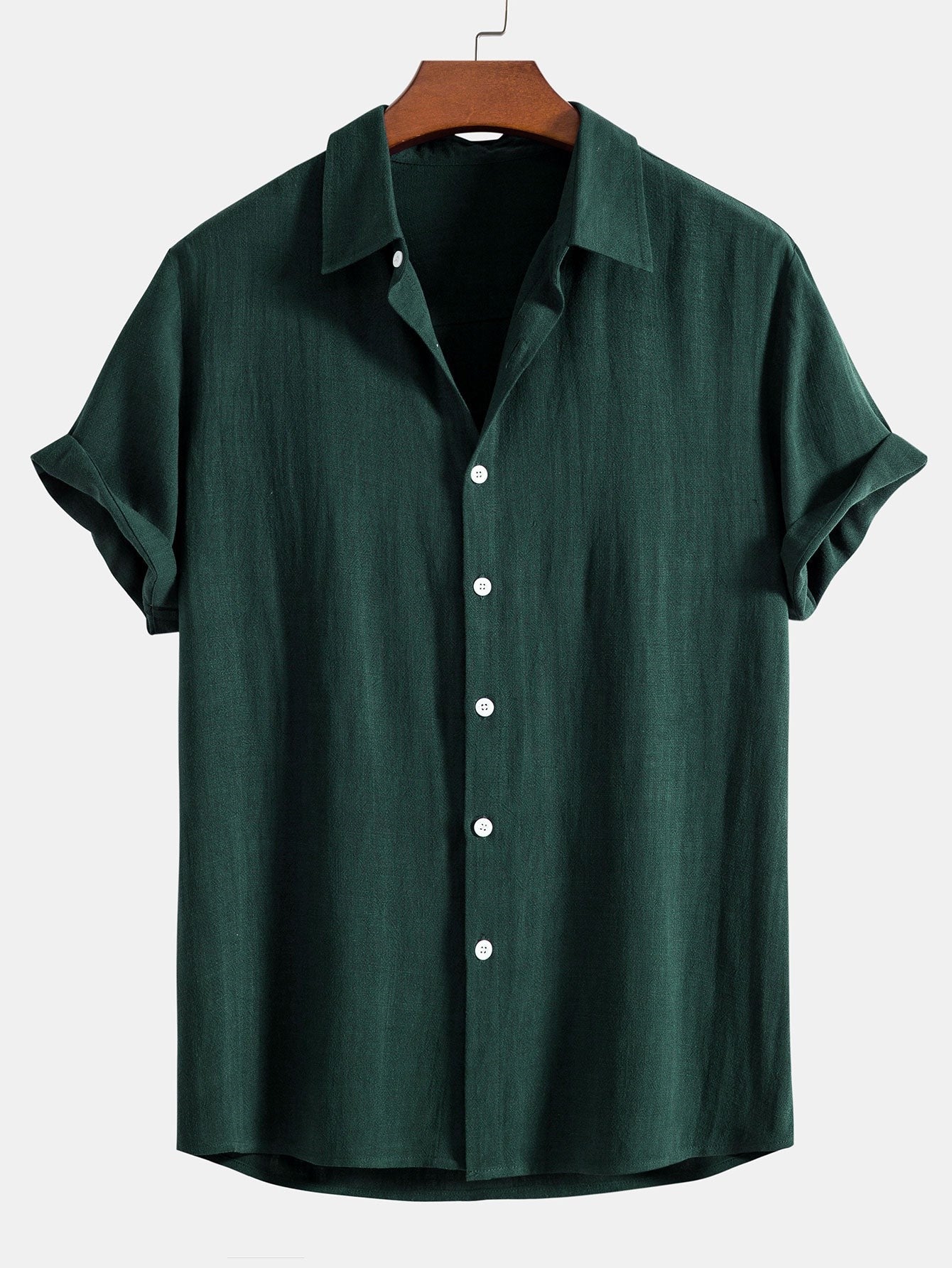 Mixed Linen Rayon Button Down Shirt-Vacay Outfit