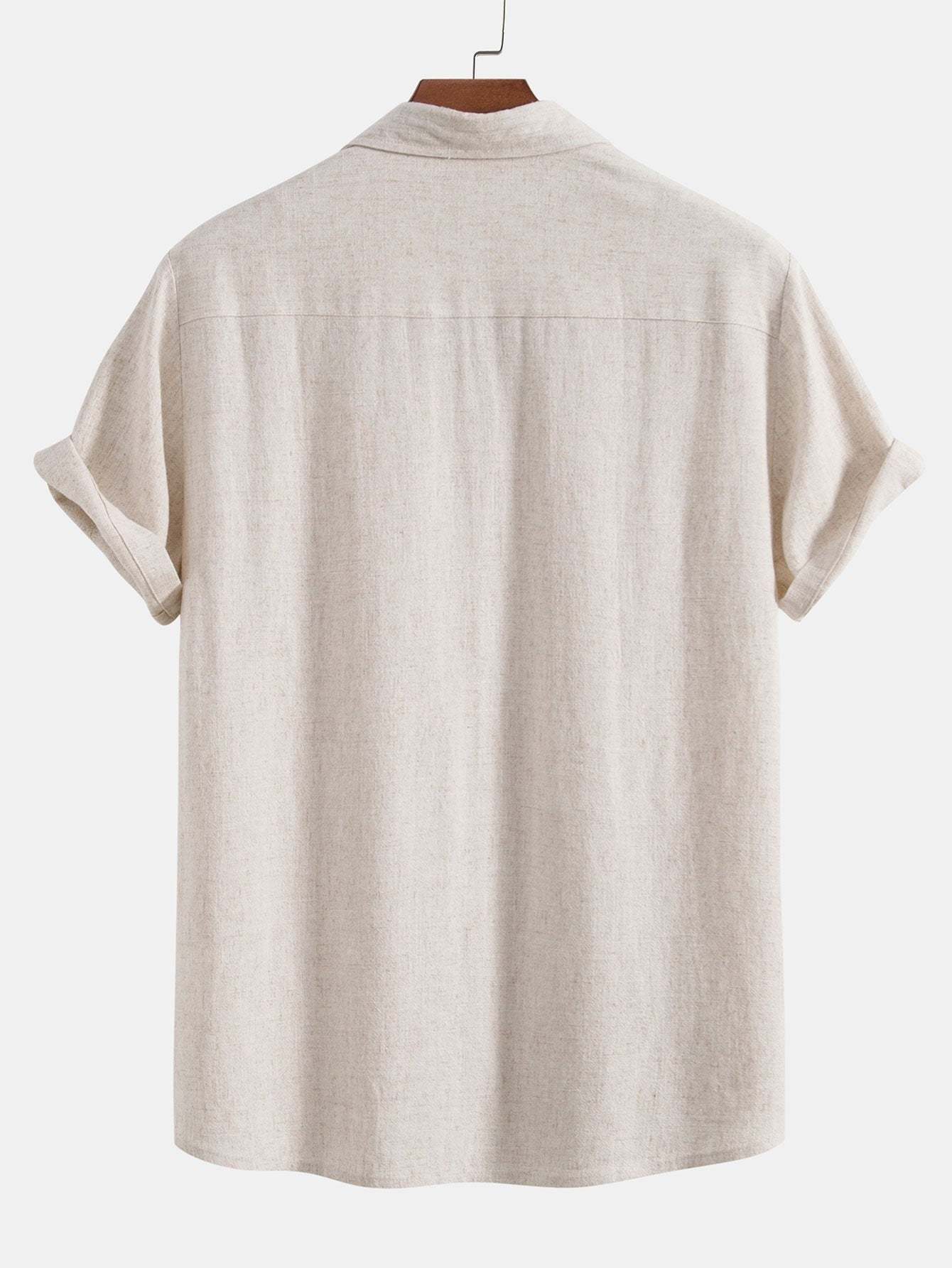 Mixed Linen Rayon Button Down Shirt-Vacay Outfit