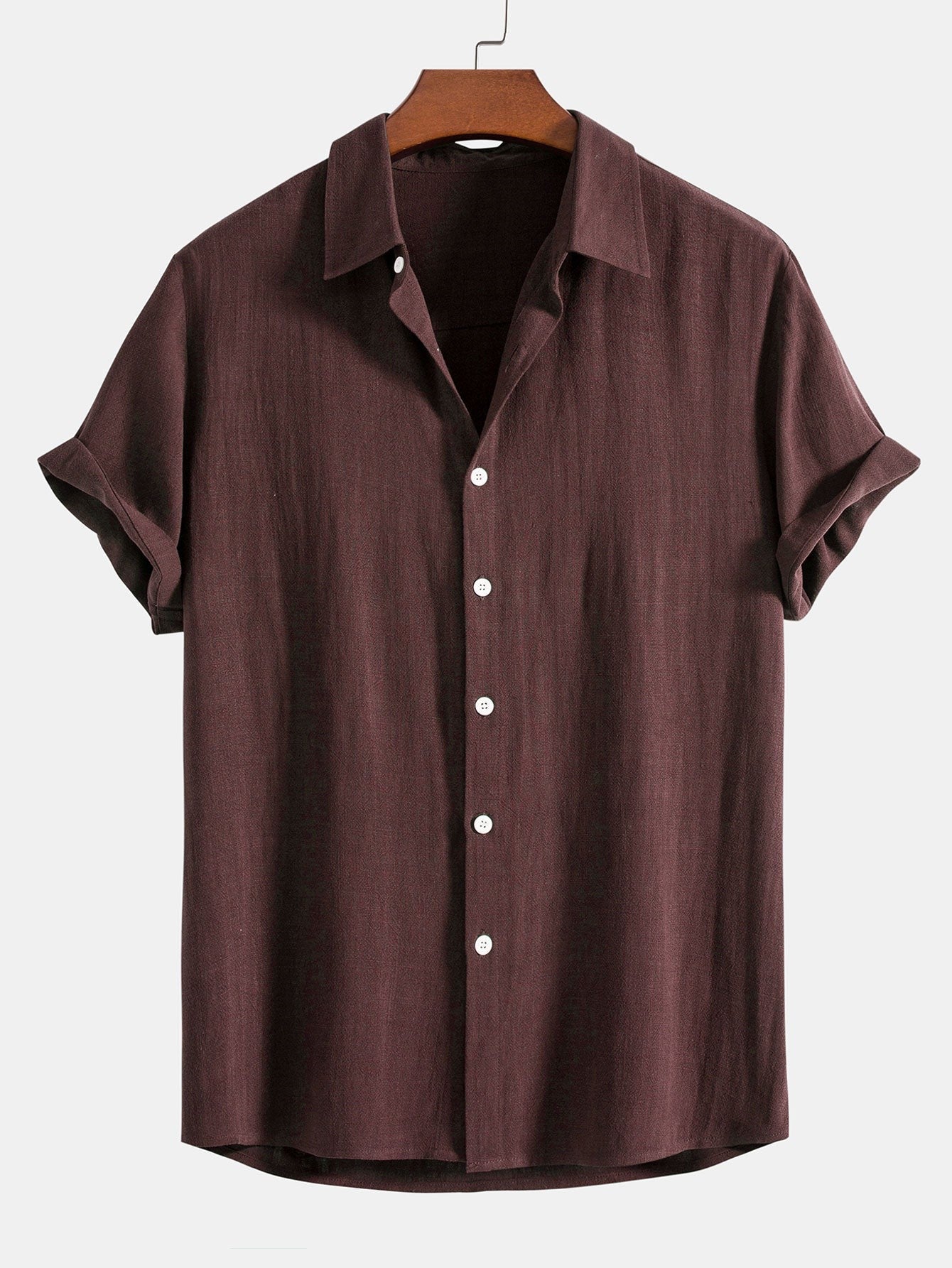 Mixed Linen Rayon Button Down Shirt-Vacay Outfit