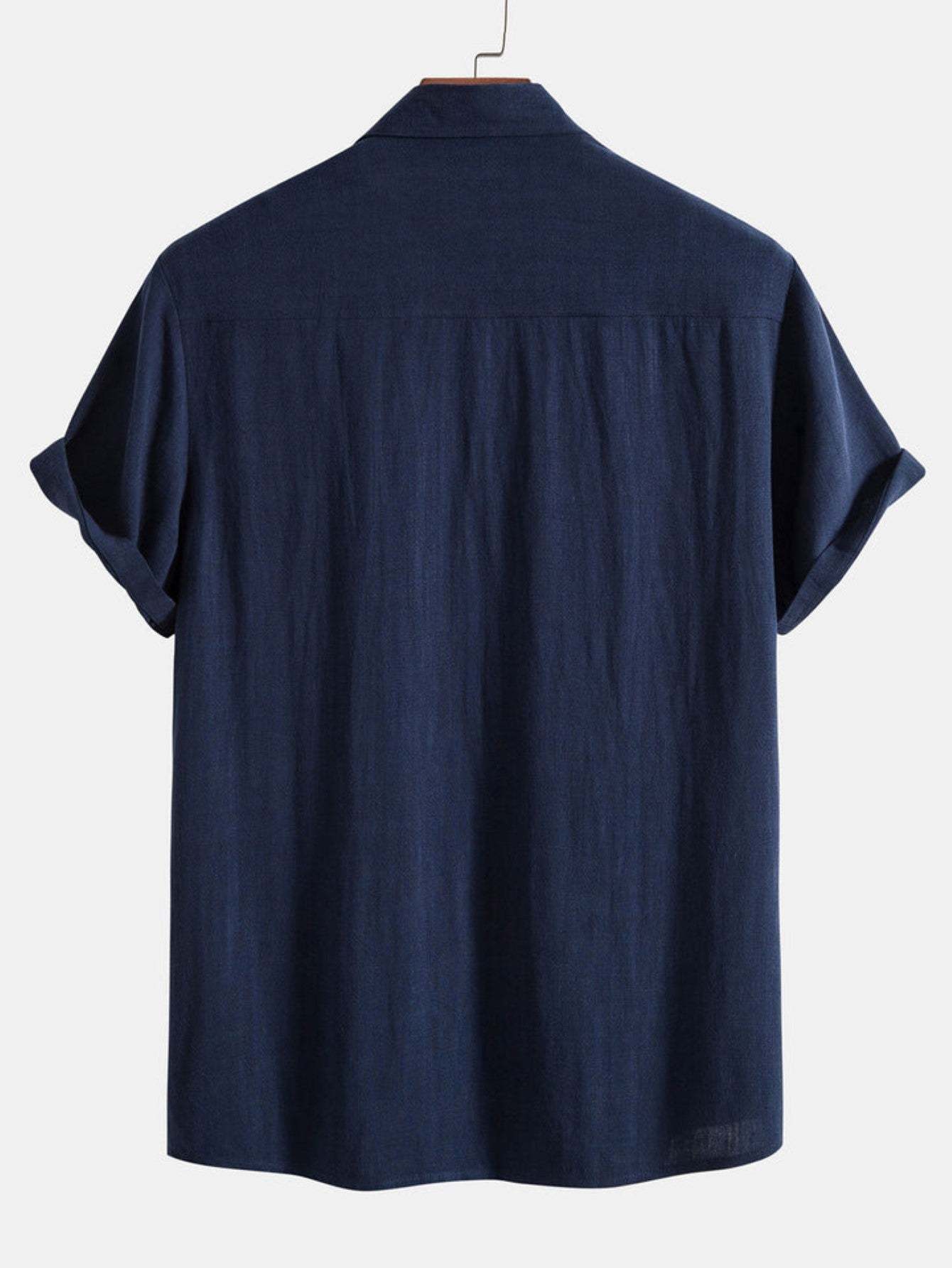 Mixed Linen Rayon Button Down Shirt-Vacay Outfit