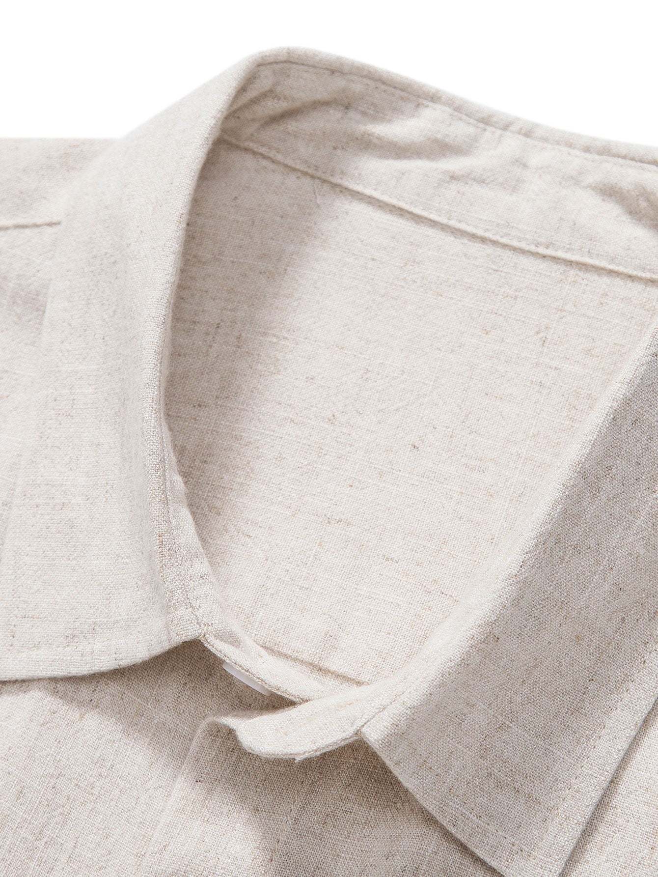 Mixed Linen Rayon Button Down Shirt-Vacay Outfit