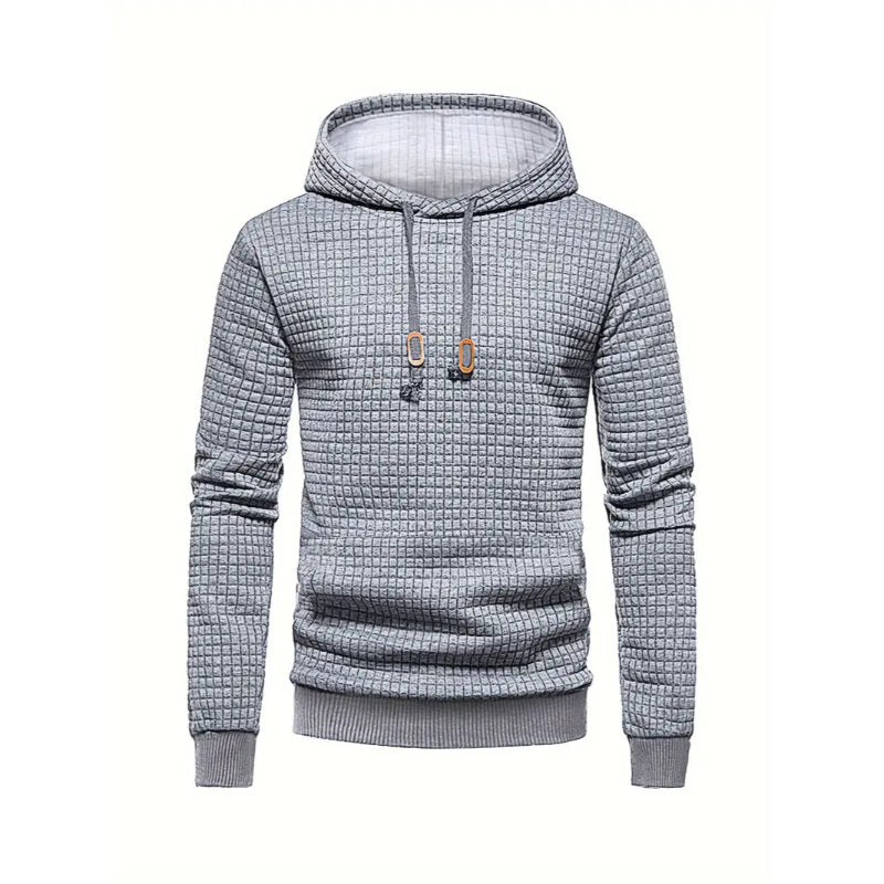 Modern Grid Patterned Hoodie-Vacay Outfit