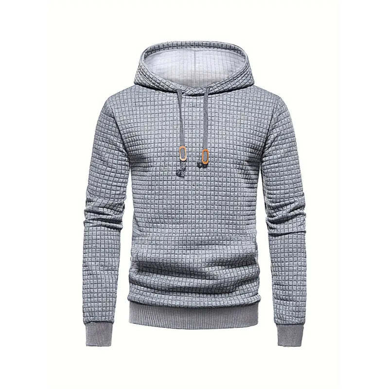 Modern Grid Patterned Hoodie-Vacay Outfit