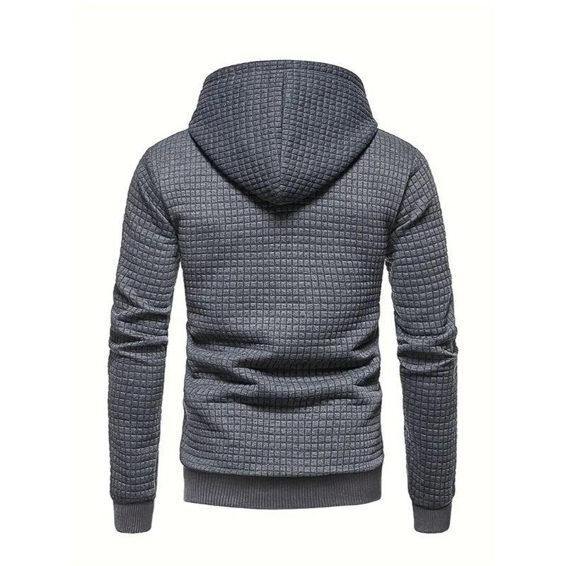Modern Grid Patterned Hoodie-Vacay Outfit