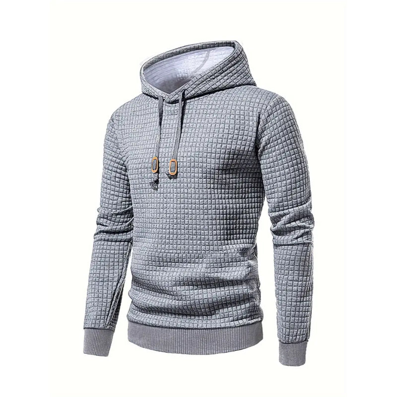 Modern Grid Patterned Hoodie-Vacay Outfit