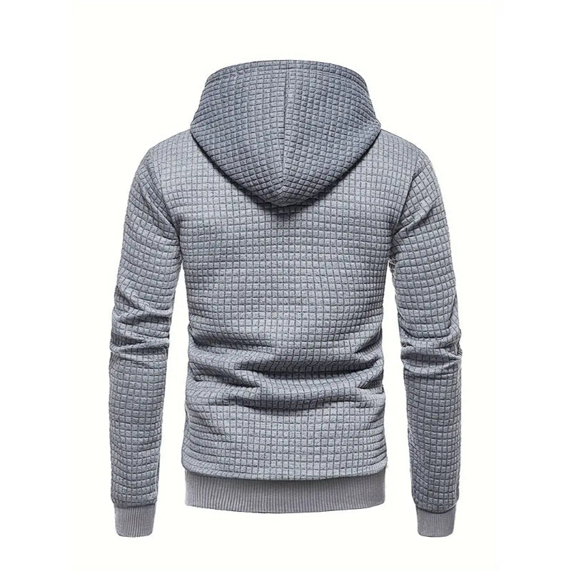 Modern Grid Patterned Hoodie-Vacay Outfit