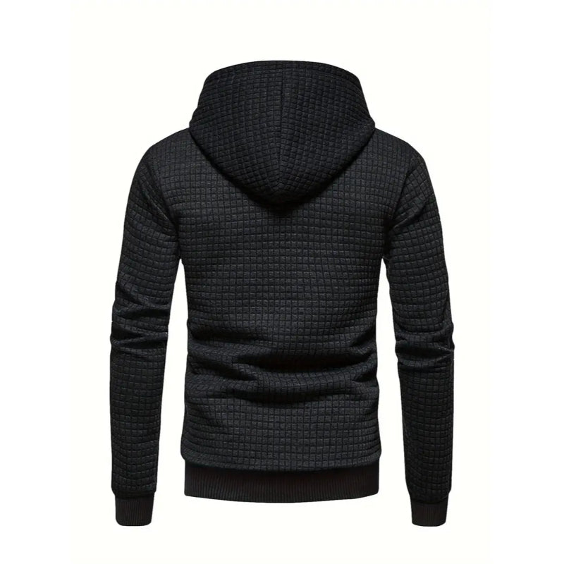 Modern Grid Patterned Hoodie-Vacay Outfit