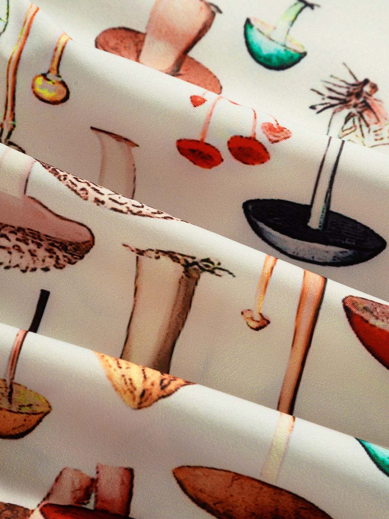 Mushroom Printed Short Sleeve Shirts-Vacay Outfit
