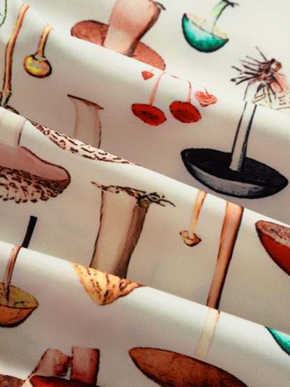 Mushroom Printed Short Sleeve Shirts-Vacay Outfit