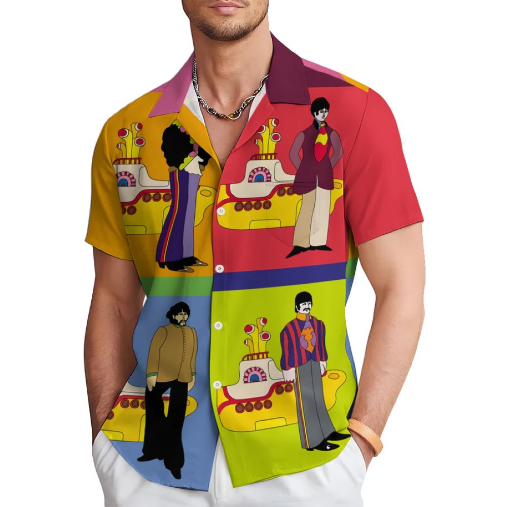 Music Casual Pocket Short Sleeved Shirt-Vacay Outfit