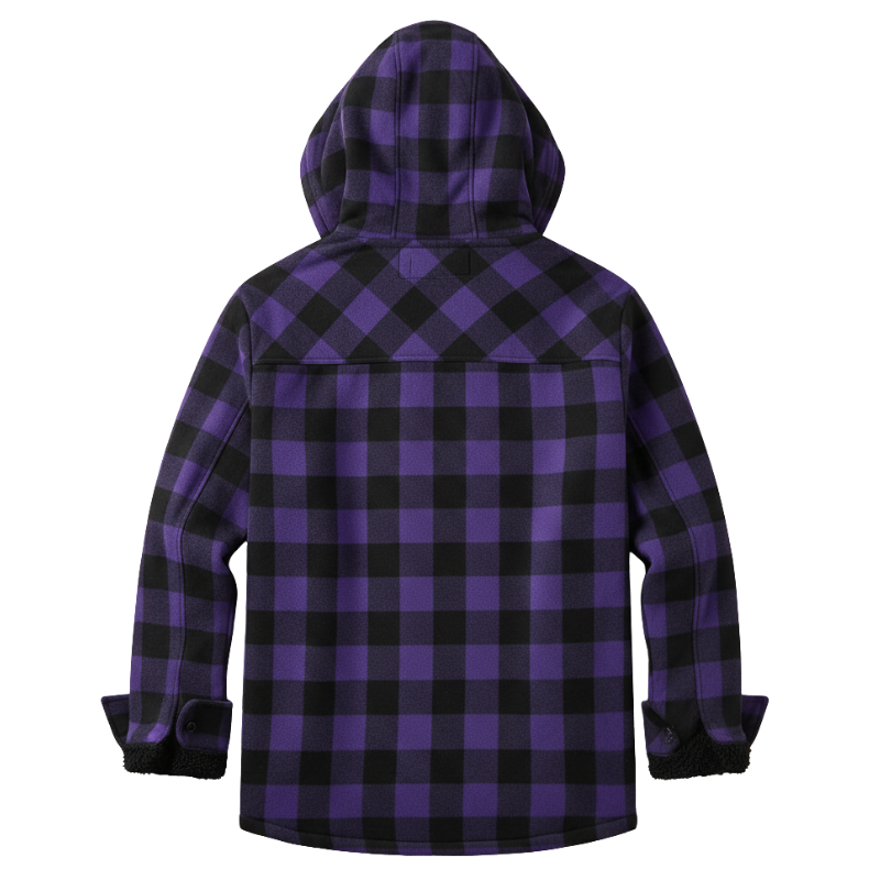 Men Flannel Plaid Jacket Warm Sherpa Lined Fleece Hoodies for Men Zip Up Thick Jackets Winter Coat with Pocket