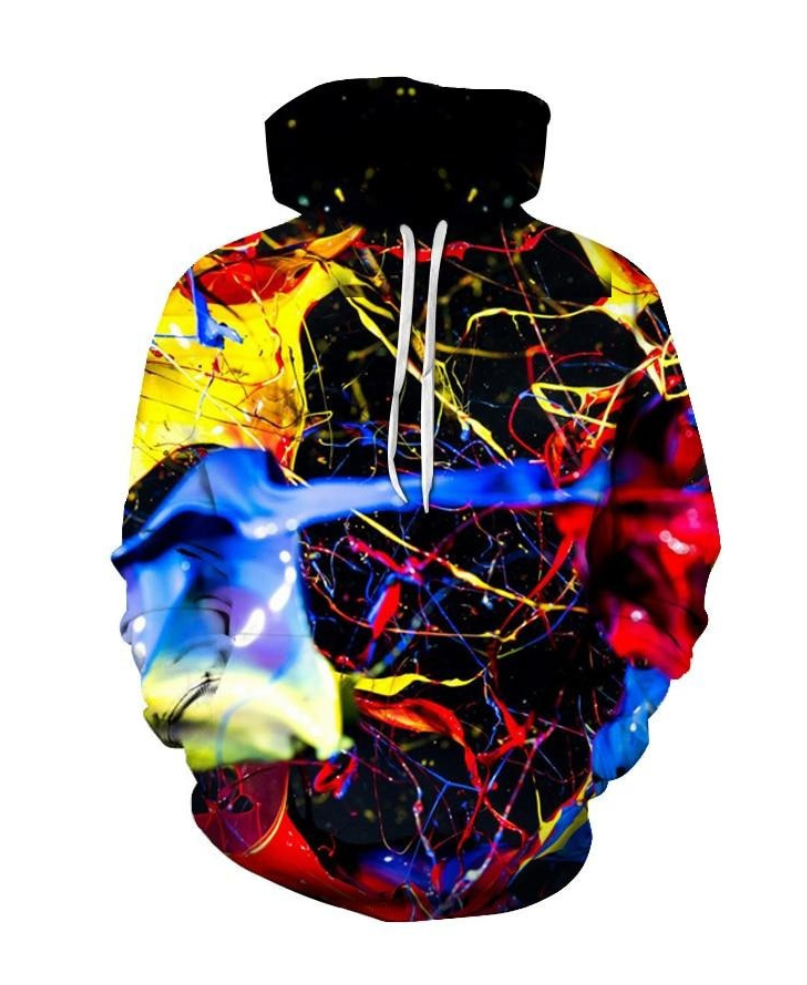Paint Splatter Patterned Hoodie-Vacay Outfit