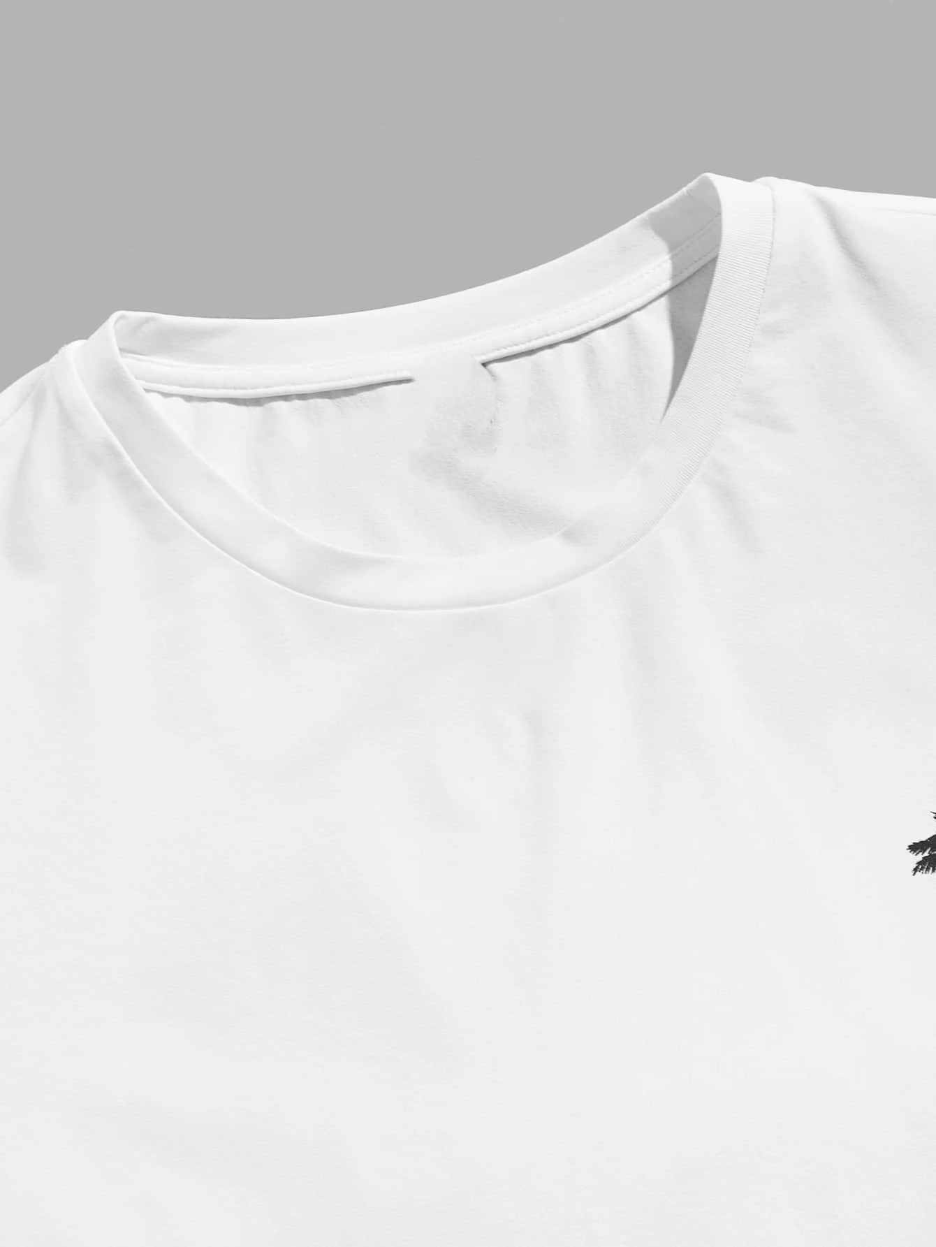 Palm Motif T Shirt With Adjustable Shorts-Vacay Outfit