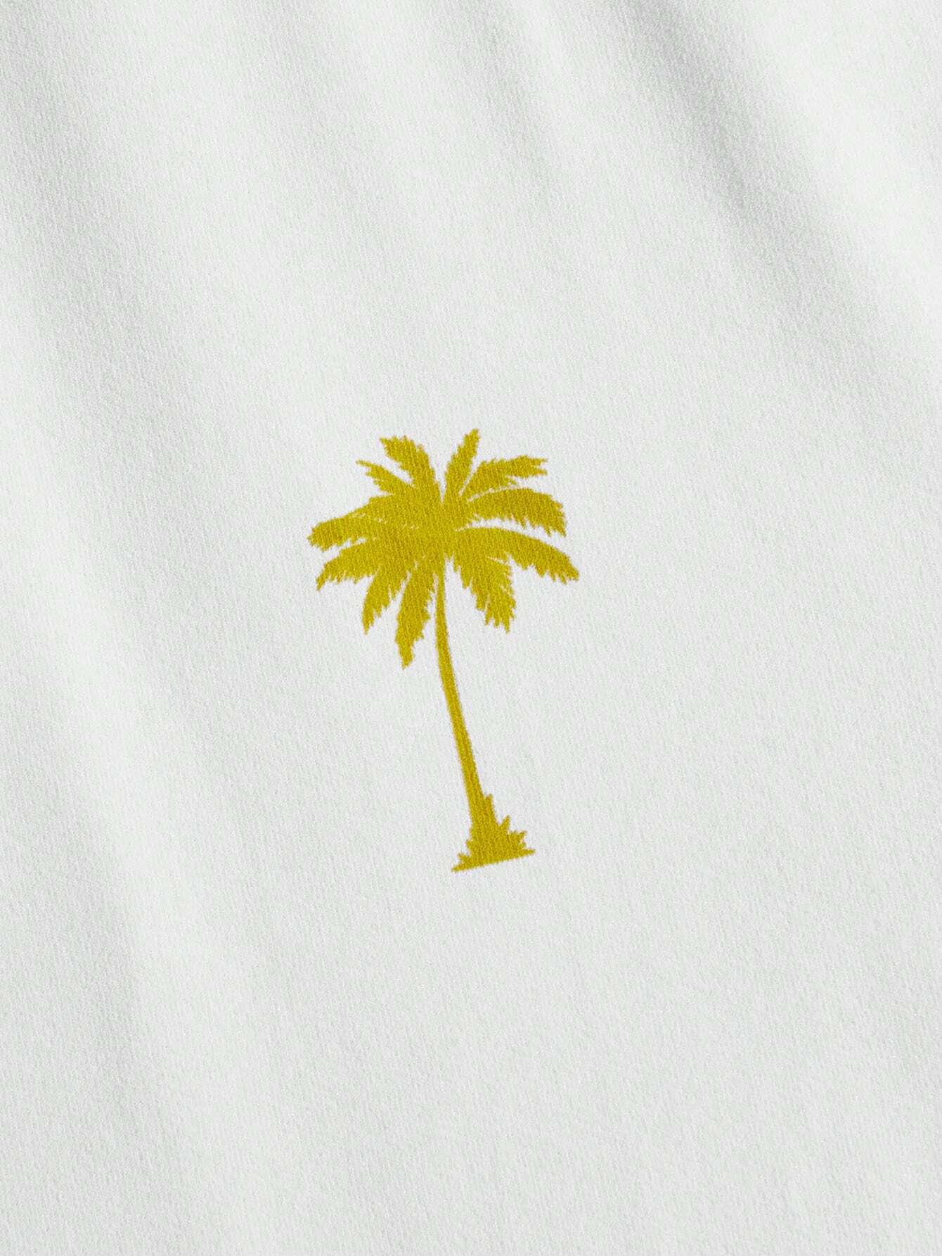 Palm Motif T Shirt With Adjustable Shorts-Vacay Outfit