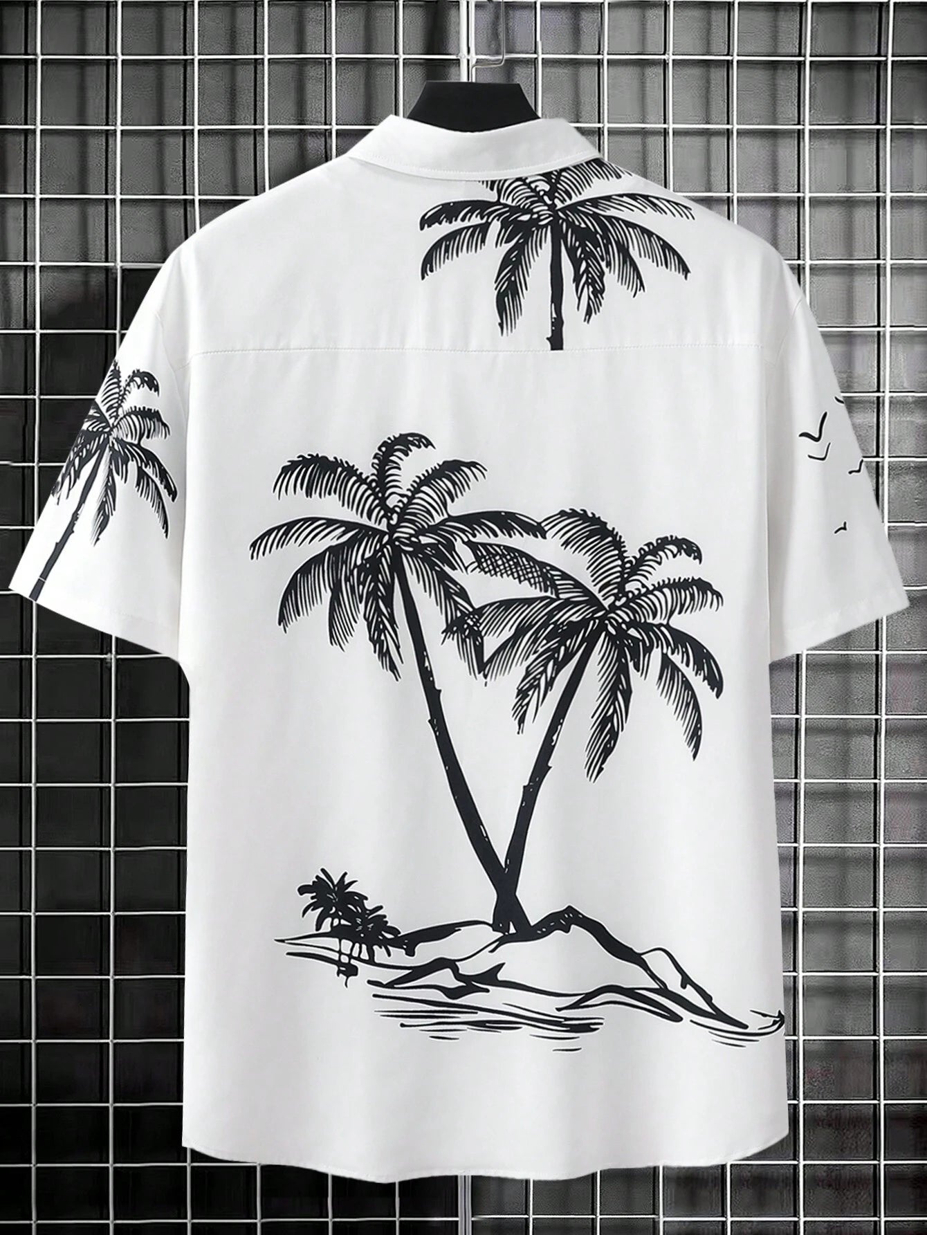 Palm Tree Print Casual Shirt-Vacay Outfit