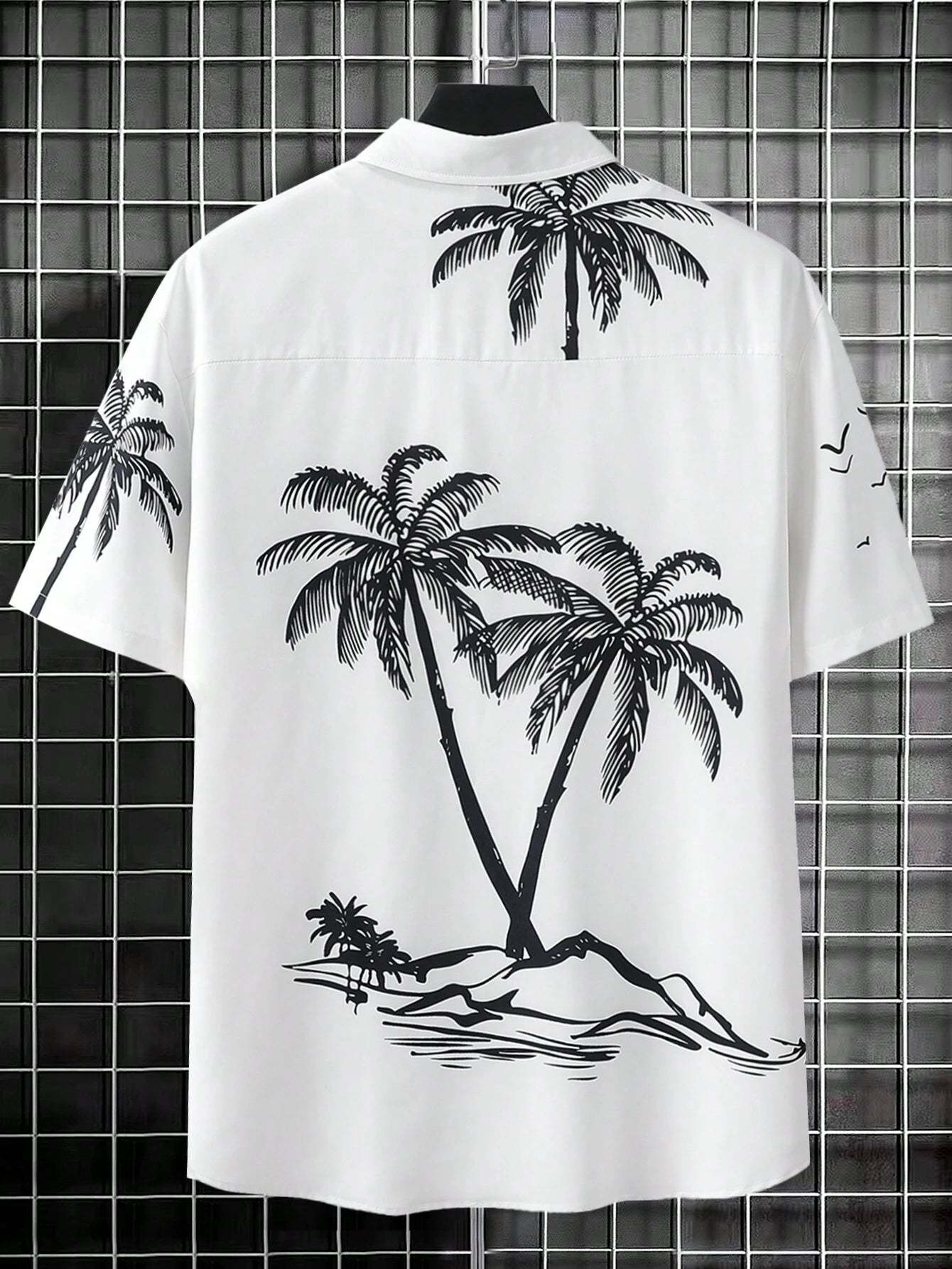Palm Tree Print Casual Shirt-Vacay Outfit