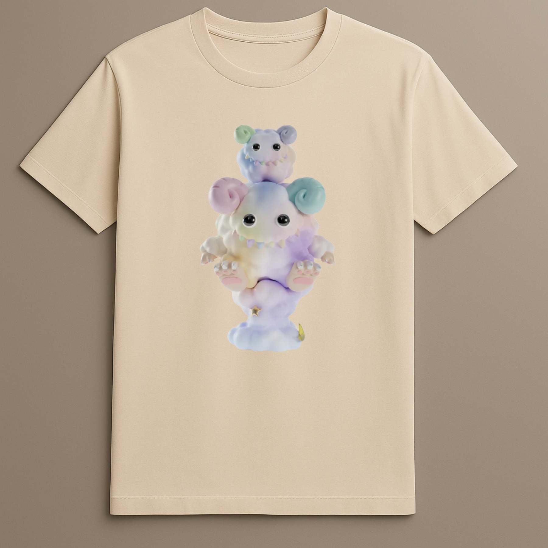 Stacked pastel monsters