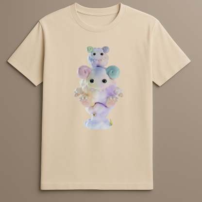 Stacked pastel monsters