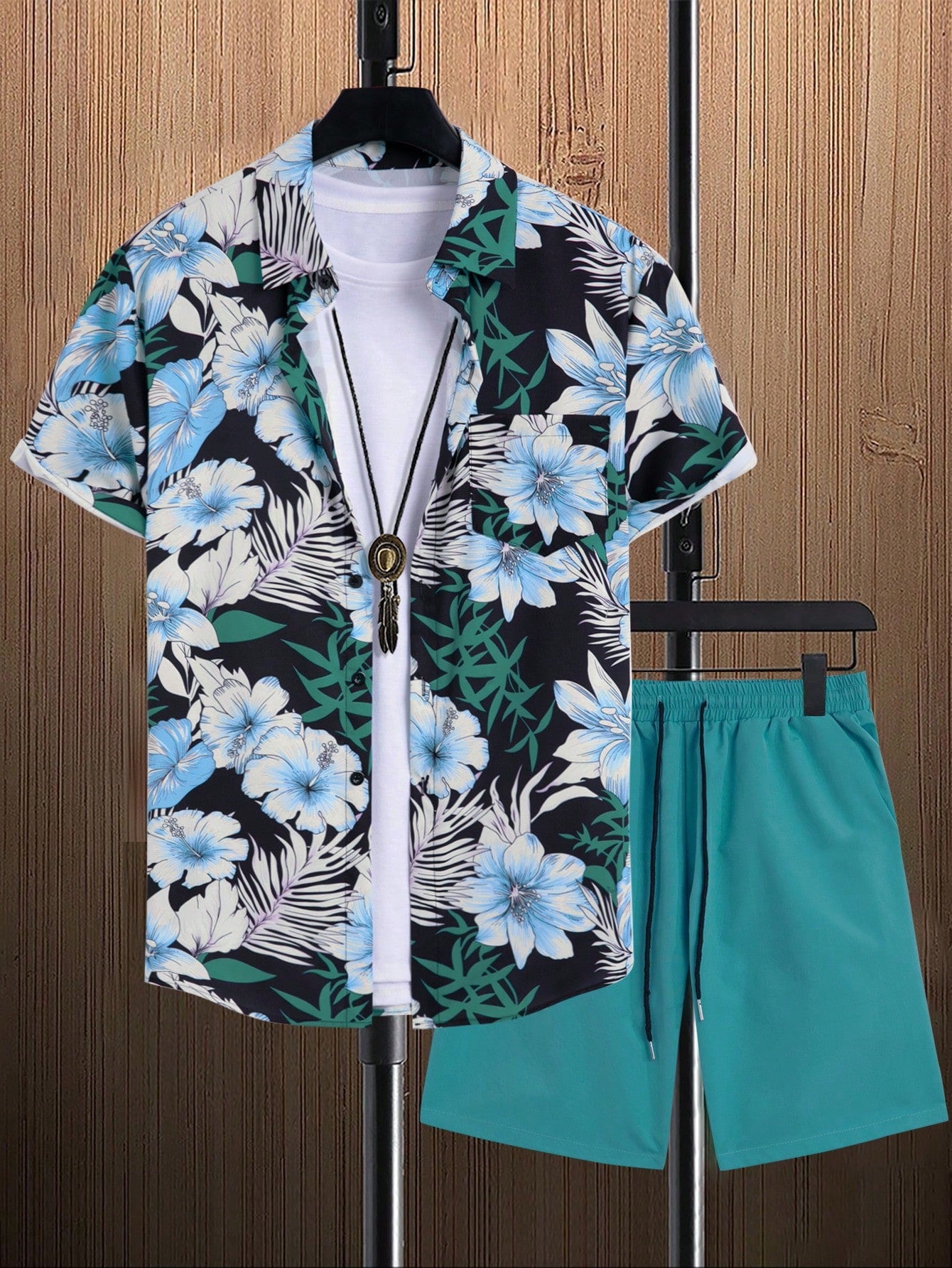 Tropical Harmony Shirt And Shorts Set-Vacay Outfit