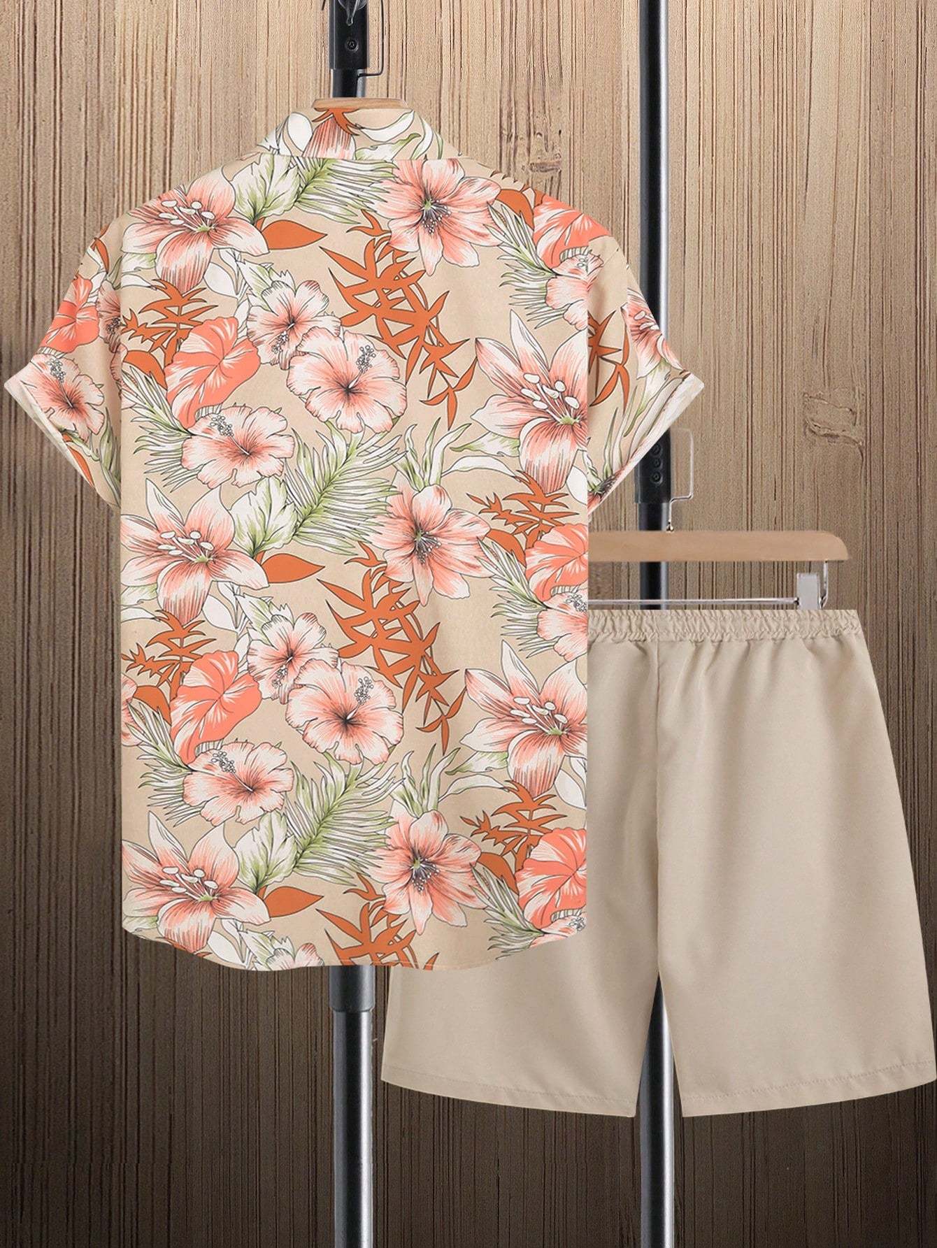 Tropical Harmony Shirt And Shorts Set-Vacay Outfit
