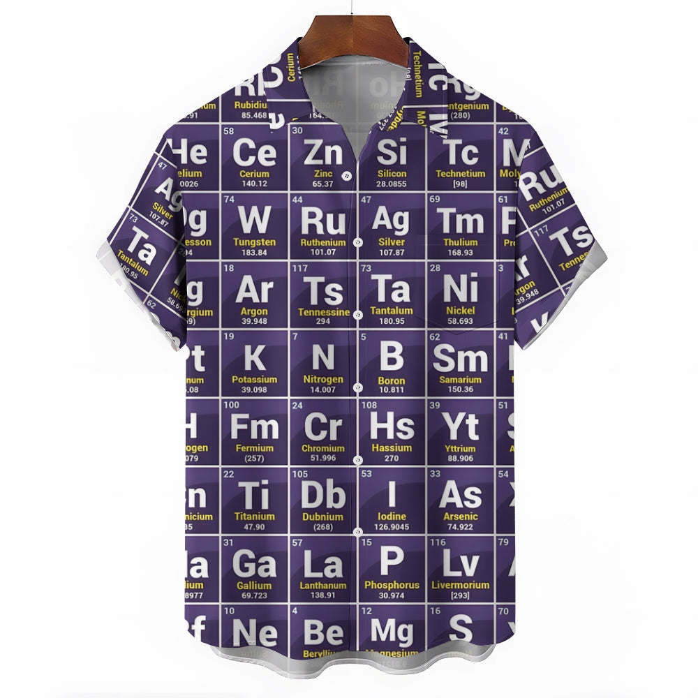Periodic Table Of Elements Casual Short Sleeve Shirt-Vacay Outfit