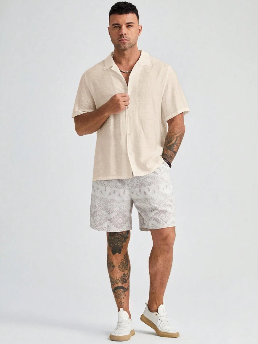 Plus Size Woven Short Sleeve Shirts-Vacay Outfit