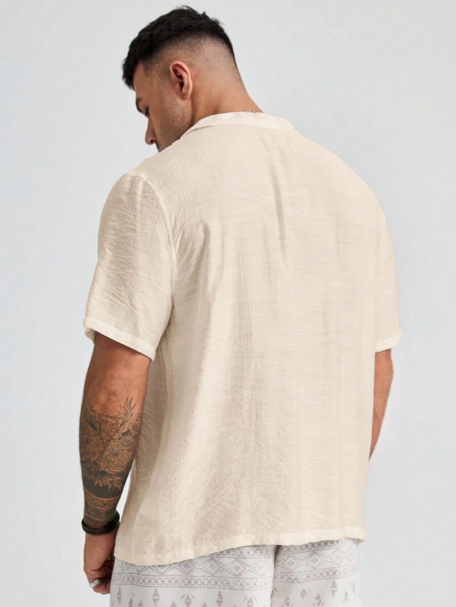 Plus Size Woven Short Sleeve Shirts-Vacay Outfit