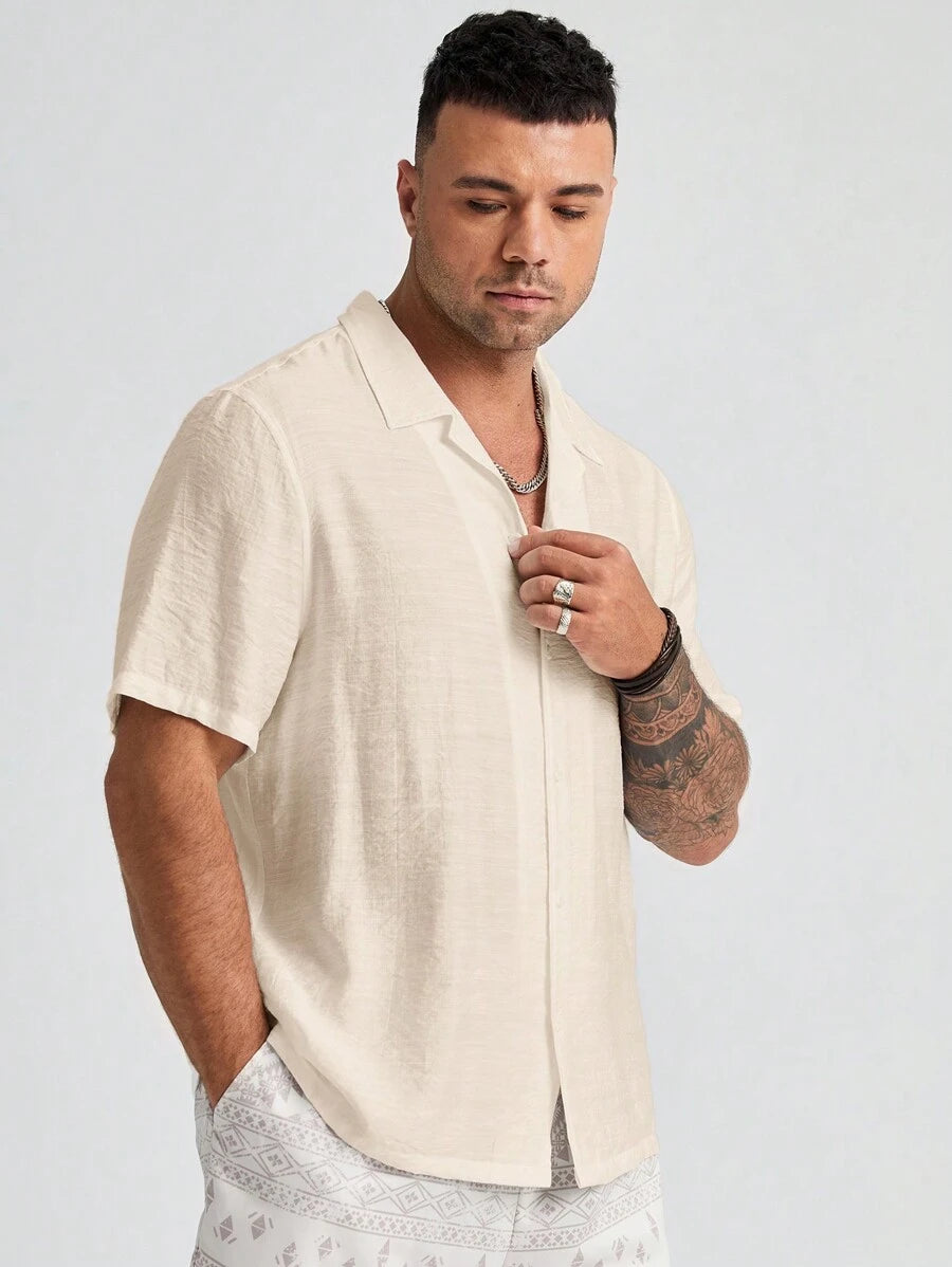 Plus Size Woven Short Sleeve Shirts-Vacay Outfit