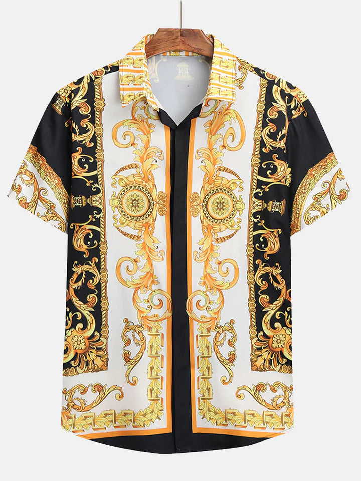 Printed Button Up Shirt And Shorts Set-Vacay Outfit