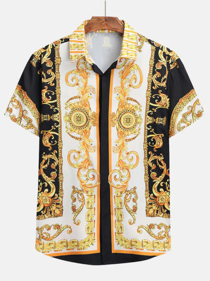 Printed Button Up Shirt And Shorts Set-Vacay Outfit