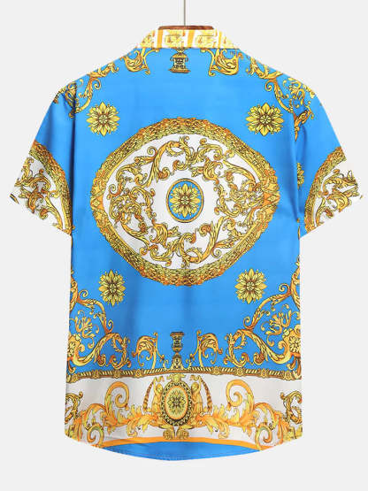 Printed Button Up Shirt And Shorts Set-Vacay Outfit