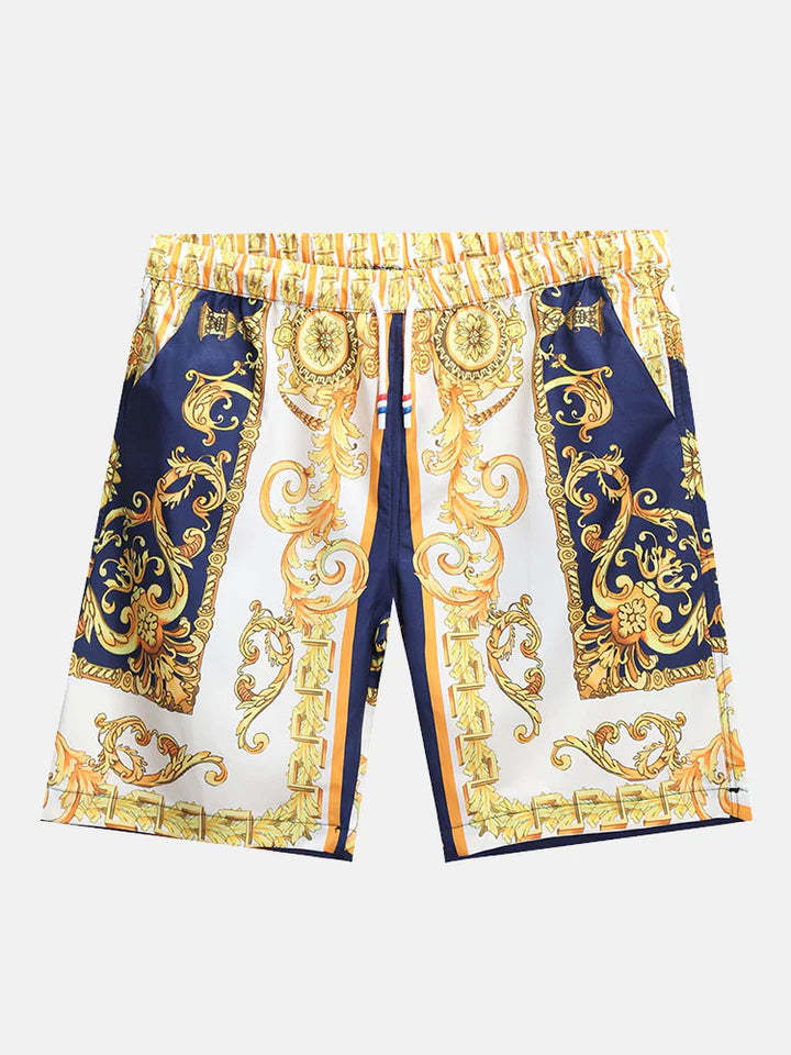 Printed Button Up Shirt And Shorts Set-Vacay Outfit